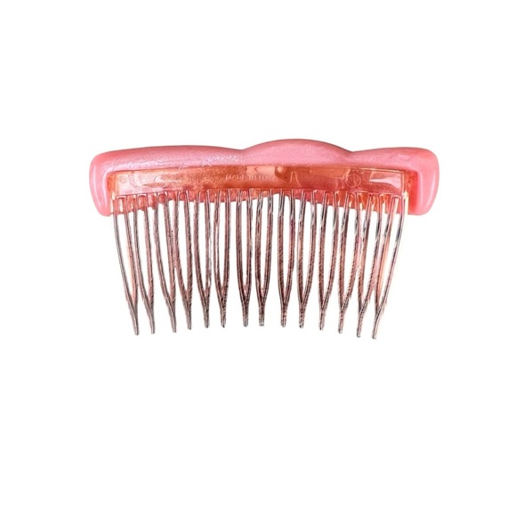 Vintage Pink Plastic Side Hair Comb Chunky Twist Made in USA 3 1/4” GUC - Picture 2 of 10
